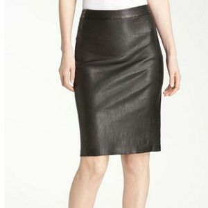 Vince Black Leather Pencil Skirt Size 6